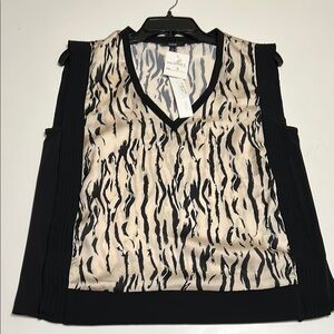 Drew Black and Cream Graphic sleeveless Blouse size Small NWT retail $192
